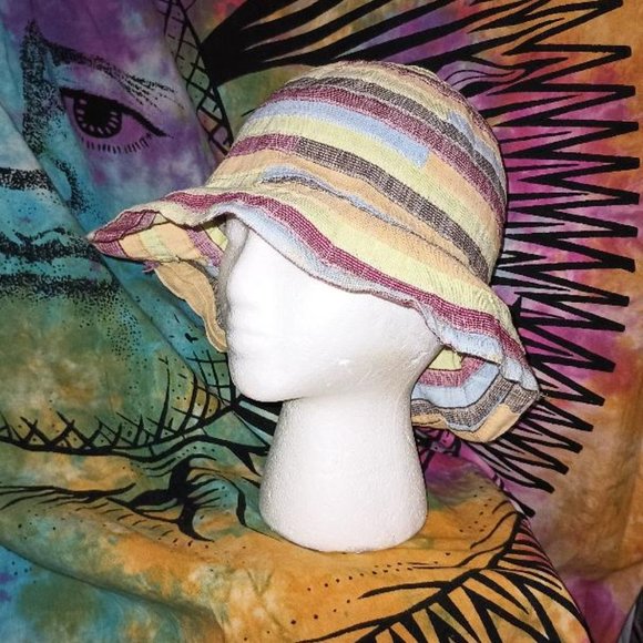 Triangle Headwear Accessories Colorful Striped Bucket Cloche Hat